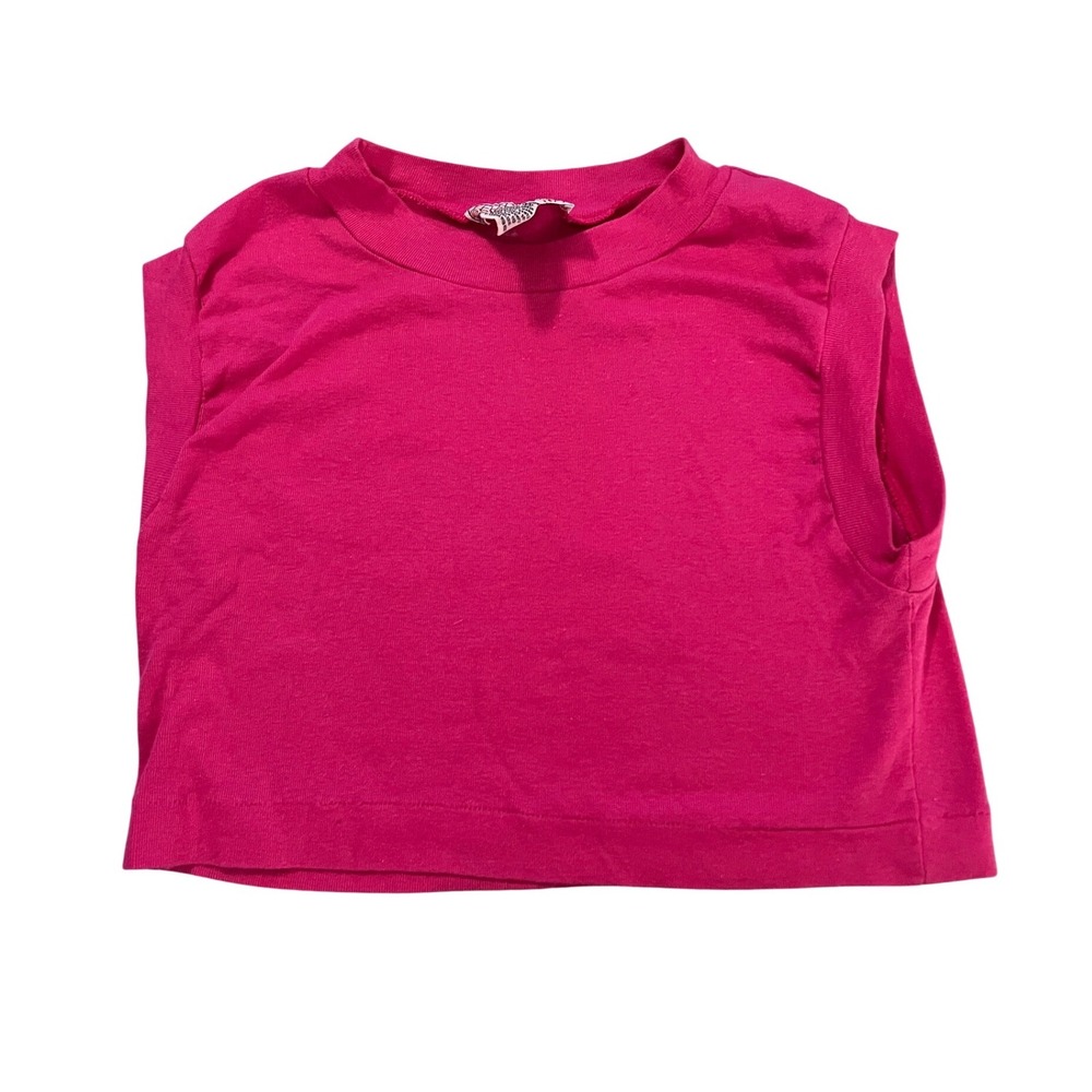 Vintage 90s Spice of Life Womens Hot Pink Cotton Cropped Tee Shirt Medium